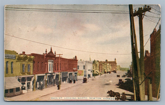 NEWTON KS MAIN STREET ANTIQUE POSTCARD