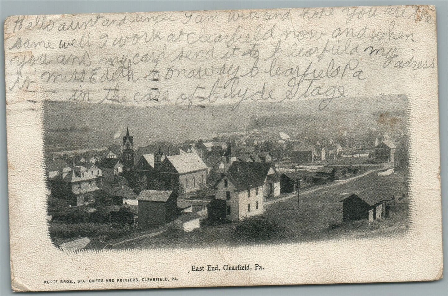 CLEARFIELD PA EAST END ANTIQUE POSTCARD