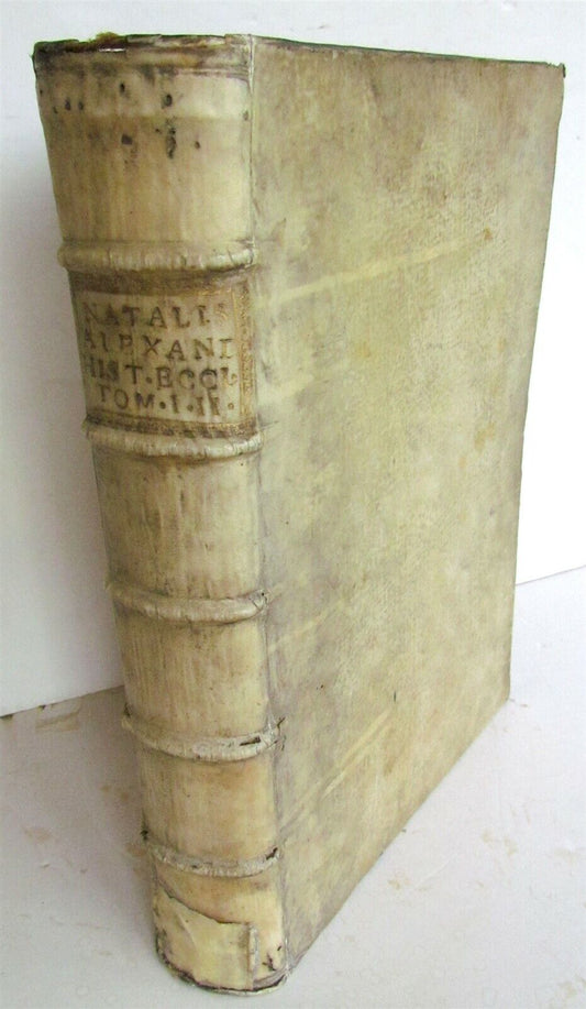 1734 VELLUM BOUND ANTIQUE FOLIO R.P. ALEXANDRI HISTORIA ECCLESIASTICA Vol. 1