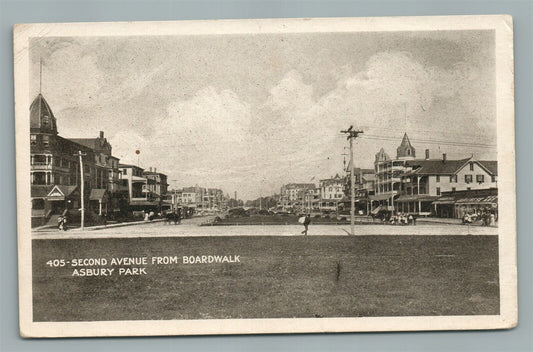 ASBURY PARK NJ SECOND AVENUE FROM BOARDWALK ANTIQUE POSTCARD