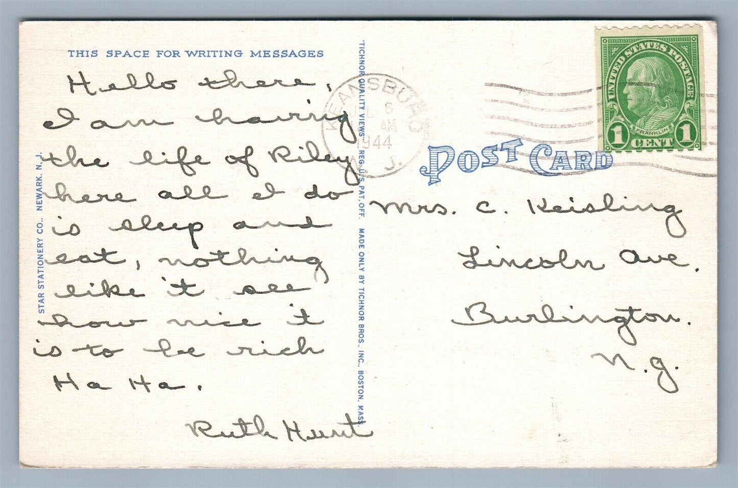 KEANSBURG NJ ST. ANN'S PAROCHIAL SCHOOL VINTAGE POSTCARD