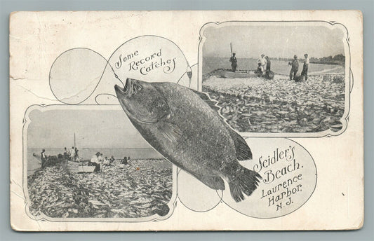 LAURENCE HARBOR NJ FISHING ANTIQUE POSTCARD