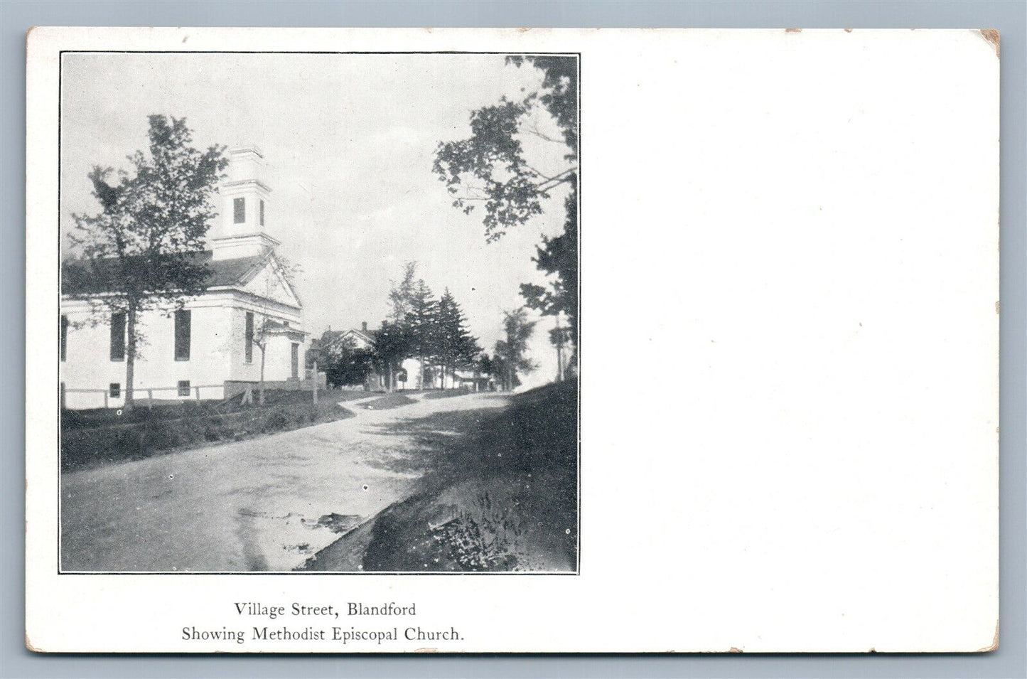 BLANDFORD MA VILLAGE STREET METHODIST CHURCH ANTIQUE POSTCARD