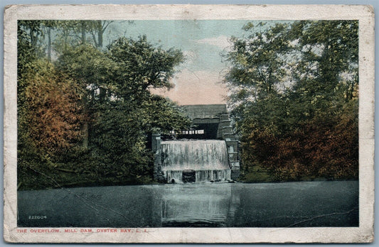 OYSTER BAY LONG ISLAND NY OVERFLOW MILL DAM 1919 ANTIQUE POSTCARD