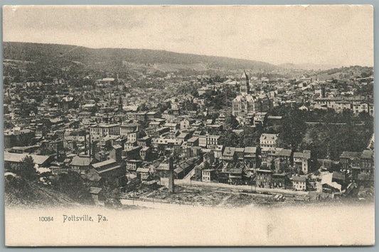 POTTSVILLE PA BIRDS EYE VIEW ANTIQUE POSTCARD