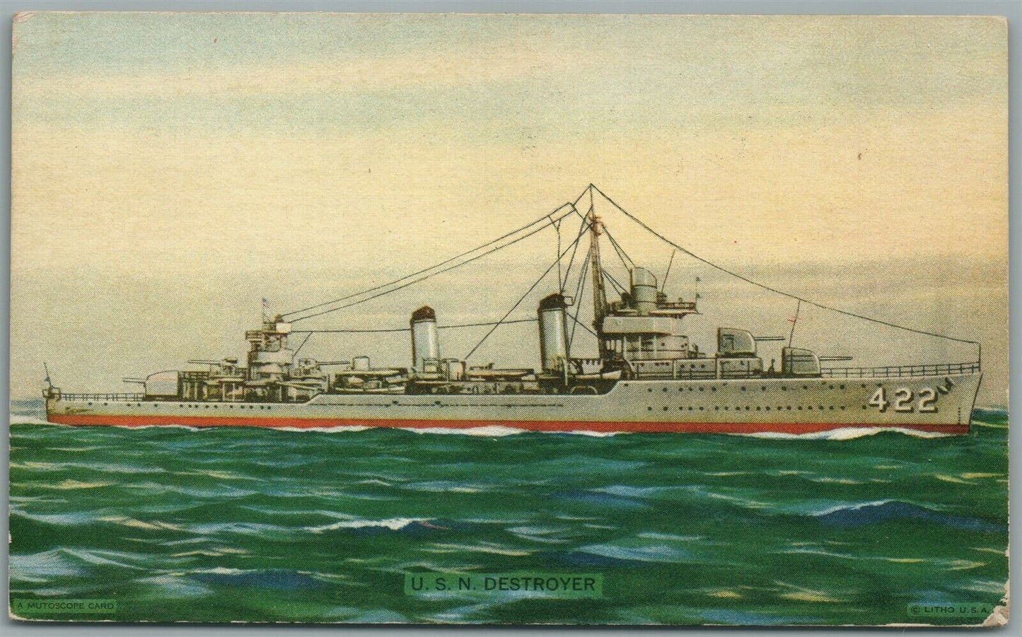 MILITARY SHIP USN DESTROYER USS MAYO ANTIQUE POSTCARD