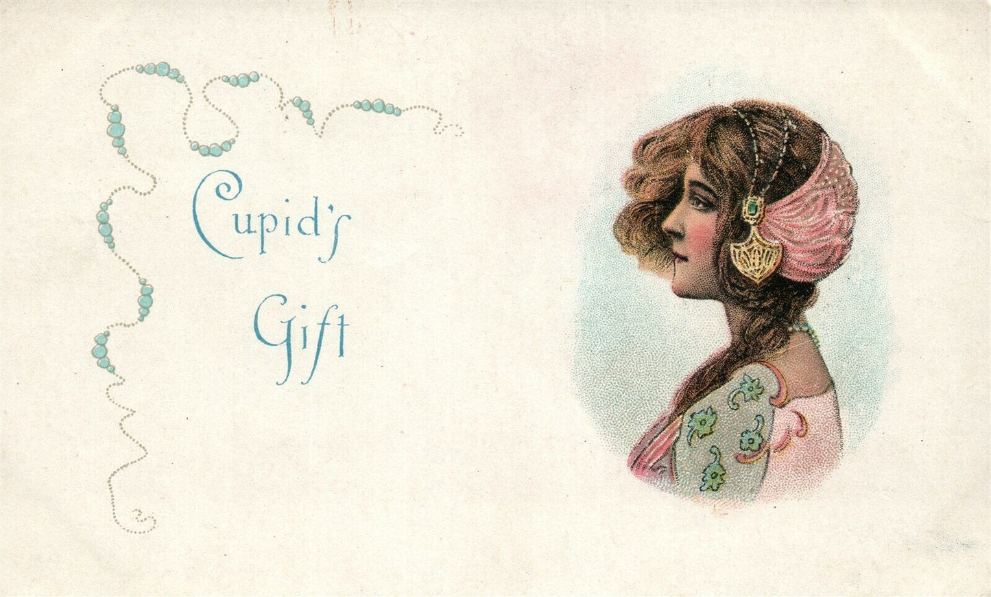 CUPID'S GIFT UNDIVIDED ANTIQUE POSTCARD by McLOUGHLIN BROS. NEW YORK