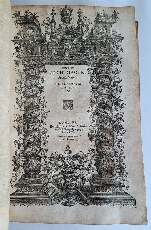 1596 ENGLISH CHRONICLES H. SAVILE antique Rerum Anglicarum Scriptores VELLUM