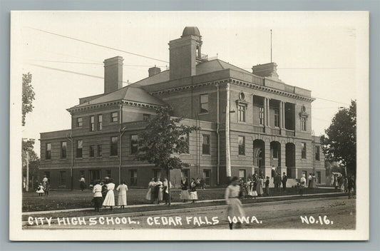 CEDAR FALLS IA CITY HIGH SCHOOL ANTIQUE REAL PHOTO POSTCARD RPPC