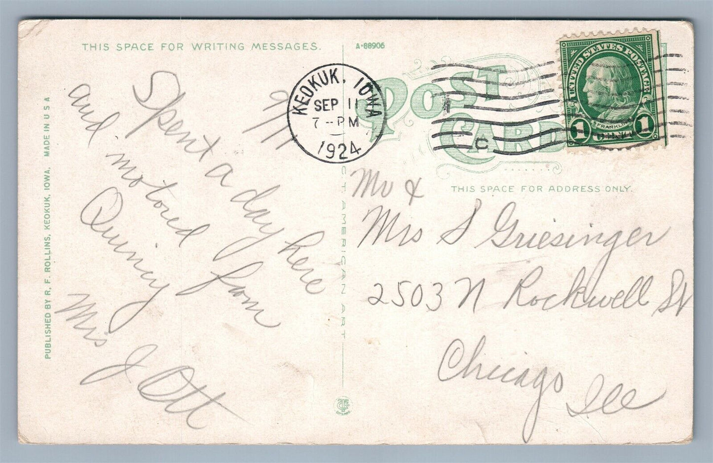 KEOKUK IA RAILROAD DEPOT ANTIQUE POSTCARD RAILWAY TRAIN STATION