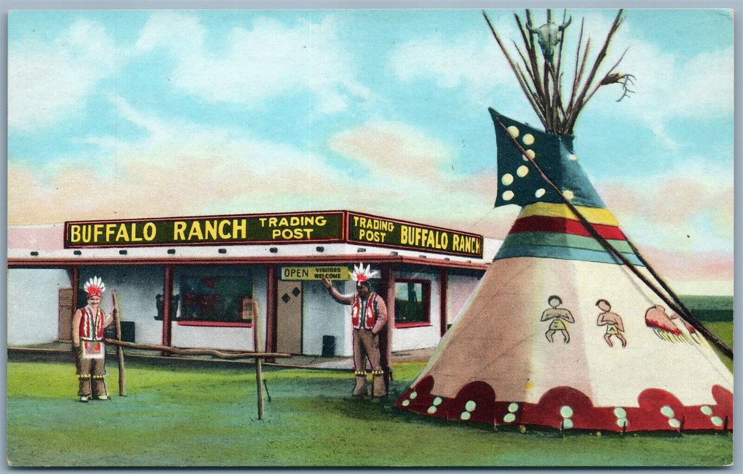 INDIAN MADE MEDICINE LODGE TEPEE near AFTON OKLAHOMA VINTAGE POSTCARD