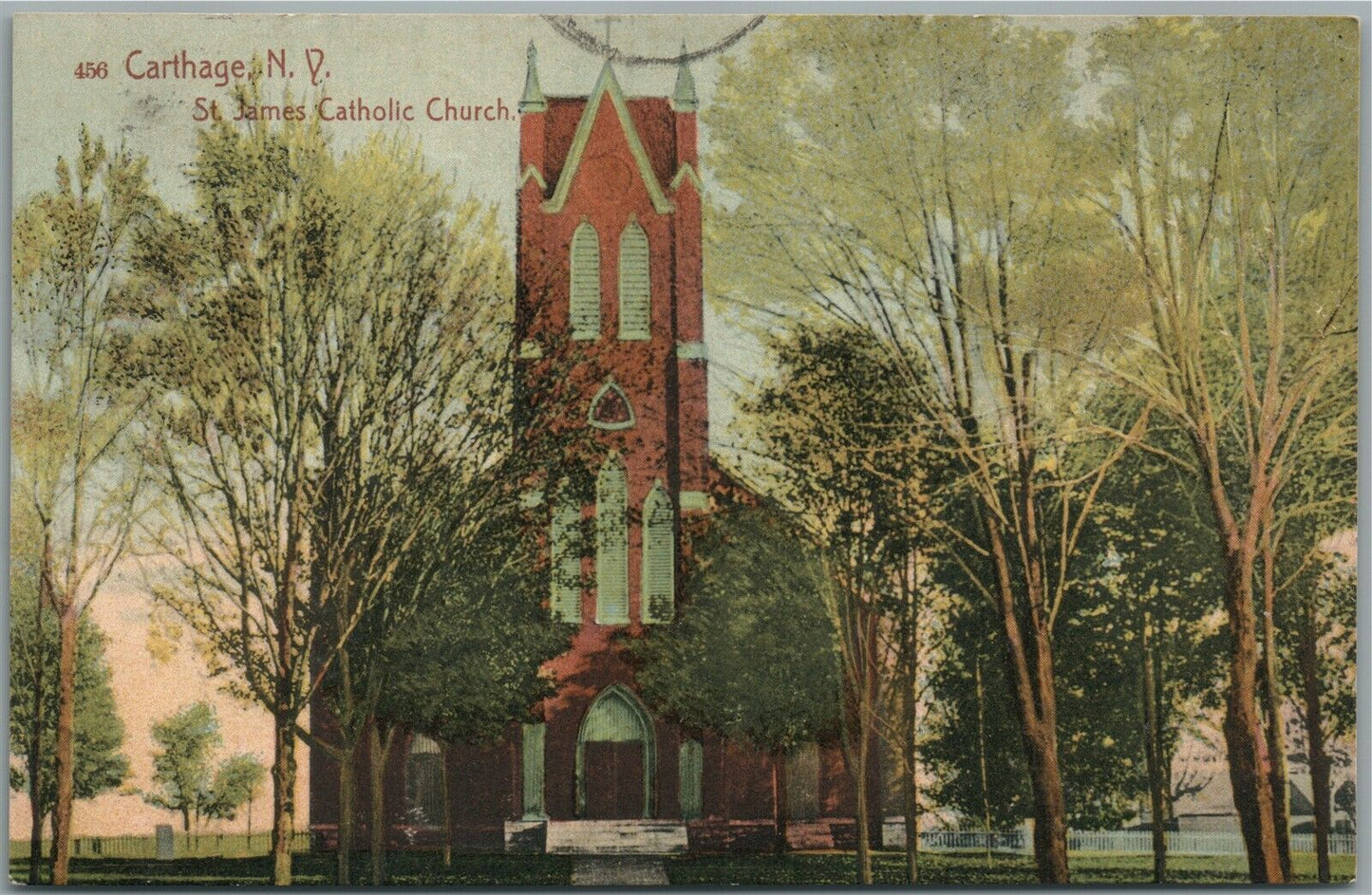 CATHAGE NY ST. JAMES CATHOLIC CHURCH ANTIQUE POSTCARD