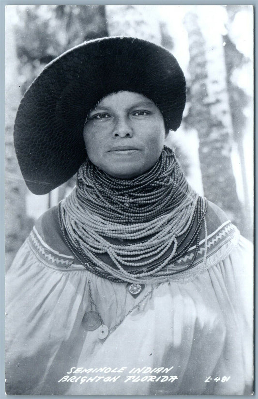 SEMINOLE INDIAN BRIGHTON FLORIDA VINTAGE REAL PHOTO POSTCARD RPPC