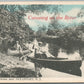 OCEANPORT NJ CANOEING ON THE RIVER ANTIQUE POSTCARD