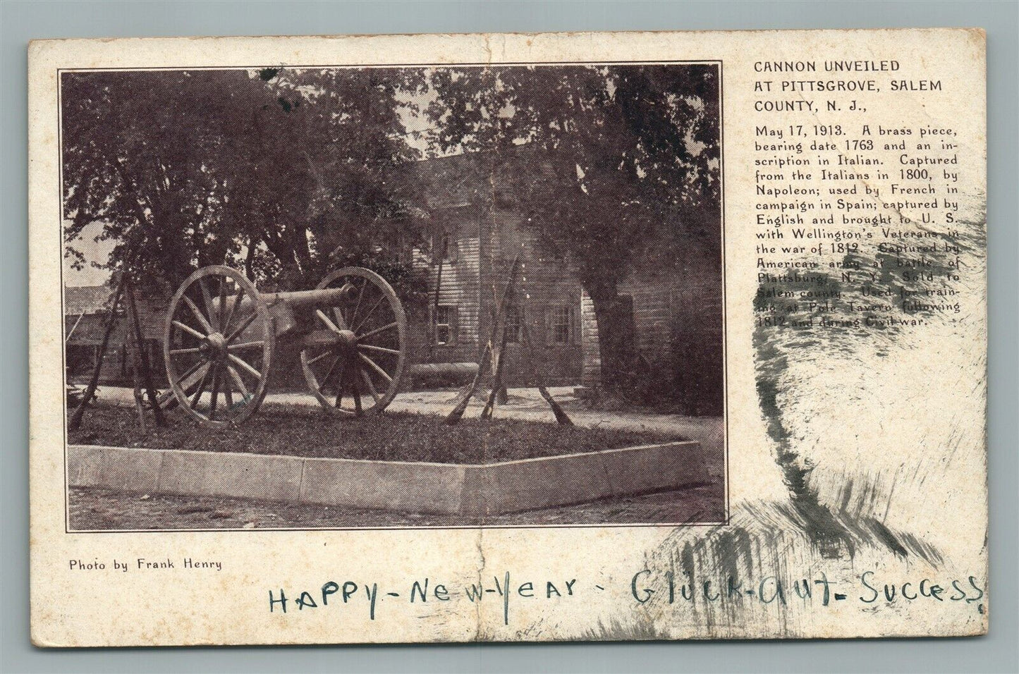 PITTSGROVE NJ CANNON UNVEILED ANTIQUE POSTCARD