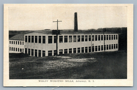 ASHAWAY RI WOLFF WORSTED MILLS ANTIQUE POSTCARD