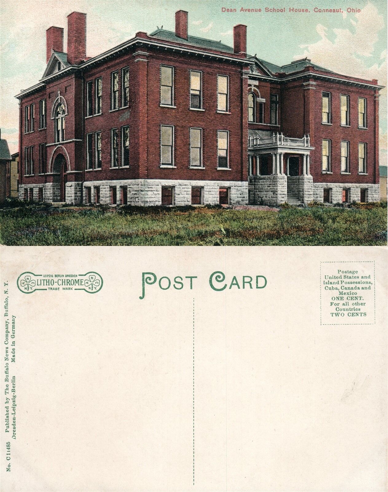 CONNEAUT OH DEAN AVENUE SCHOOL HOUSE ANTIQUE POSTCARD