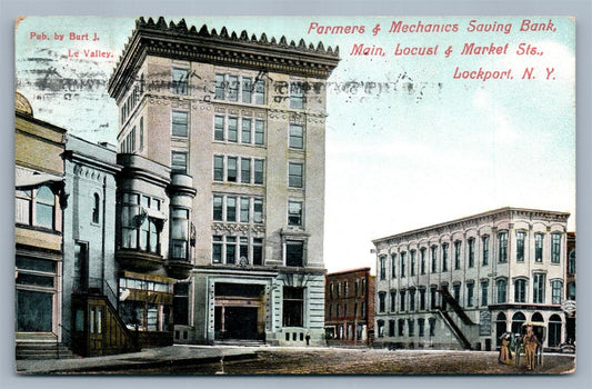 LOCKPORT NY FARMERS & MECHANICS SAVING BANK ANTIQUE POSTCARD