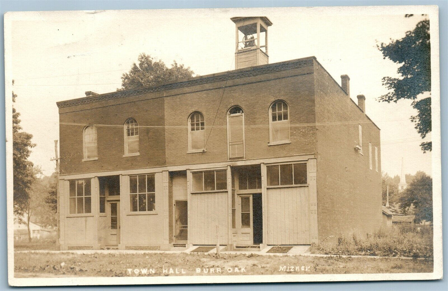 BURR OAK MI TOWN HALL ANTIQUE REAL PHOTO POSTCARD RPPC