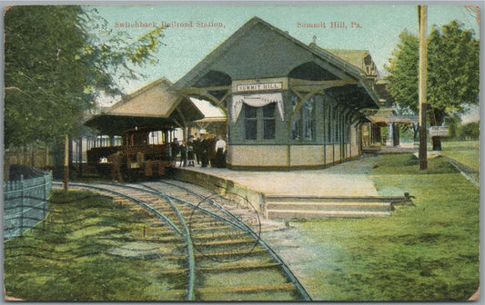 SUMMIT HILL PA RAILROAD STATION RAILWAY DEPOT ANTIQUE POSTCARD