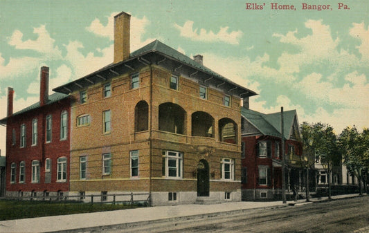 BANGOR PA ELK'S HOME ANTIQUE POSTCARD