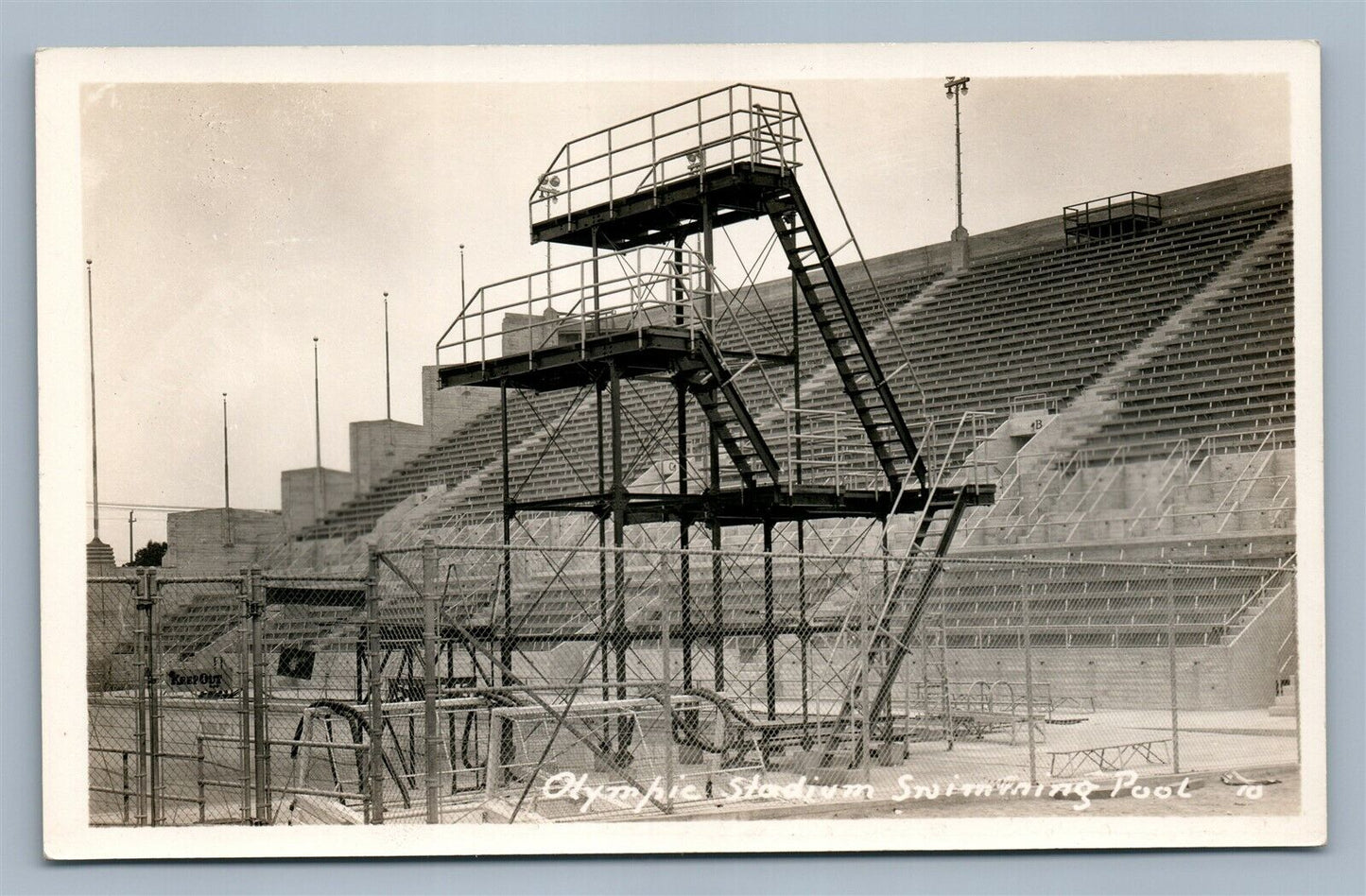OLYMPIC STADIUM SWIMMING POOL VINTAGE REAL PHOTO POSTCARD RPPC