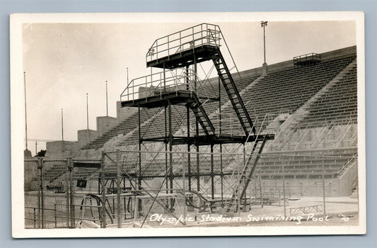 OLYMPIC STADIUM SWIMMING POOL VINTAGE REAL PHOTO POSTCARD RPPC