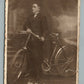 YOUNG MAN w/ BICYCLE VINTAGE REAL PHOTO POSTCARD RPPC