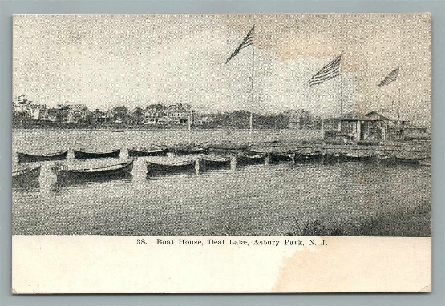 ASBURY PARK NJ DEAL LAKE BOAT HOUSE ANTIQUE POSTCARD