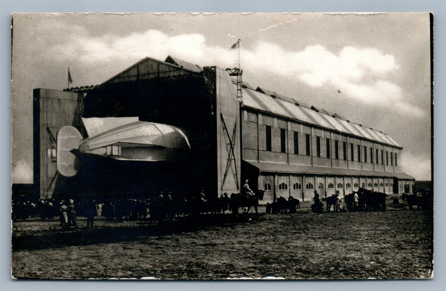 AIRSHIP HANGAR DIRIGIBLE ZEPPELIN ANTIQUE REAL PHOTO POSTCARD RPPC