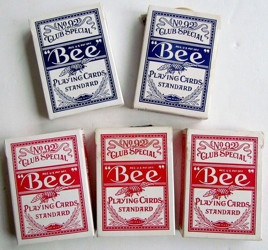 LOT OF 5 DECKS BEE PLAYING CARDS SQUEEZERS No.92 by CONSOLIDATED DOUGHERTY