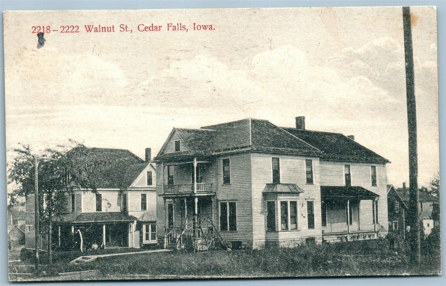 CEDAR FALLS IA 2218-2222 WALNUT STREET ANTIQUE POSTCARD