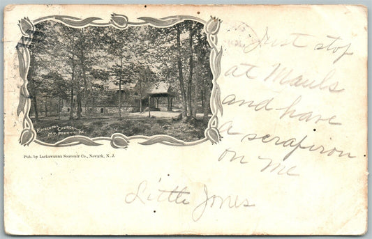 MT.POCONO PA EPISCOPAL CHURCH 1906 UNDIVIDED ANTIQUE POSTCARD w/ CORK CANCEL