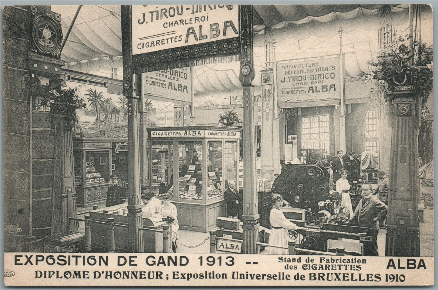 BRUXELLES EXPOSITION DE GAND CIGARETTES ALBA ADVERTISING ANTIQUE POSTCARD