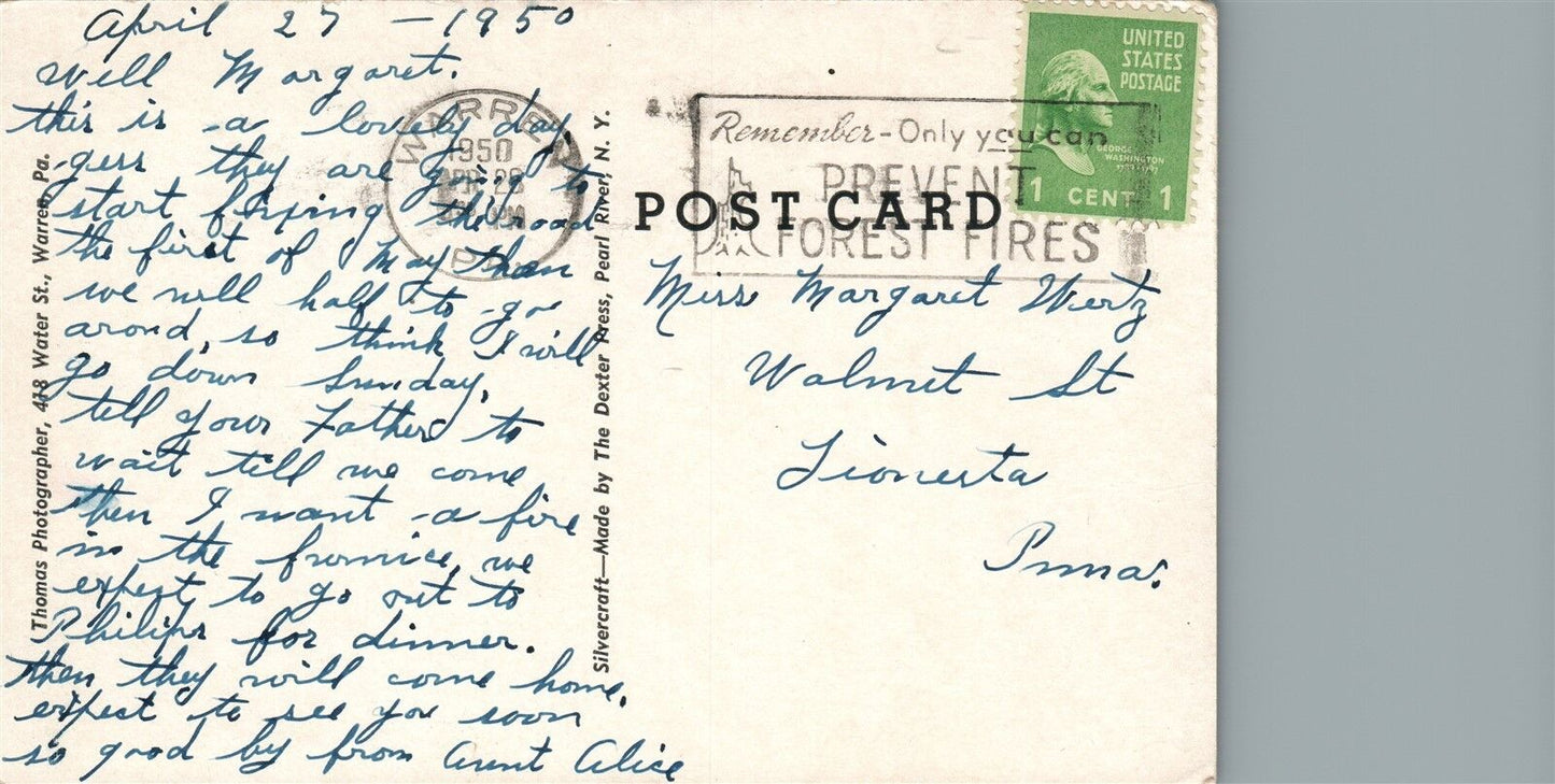 WARREN PA WATSON MEMORIAL HOME CONEWANGO AVENUE 1950 VINTAGE POSTCARD