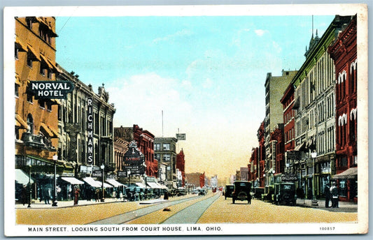 LIMA OH MAIN STREET ANTIQUE POSTCARD