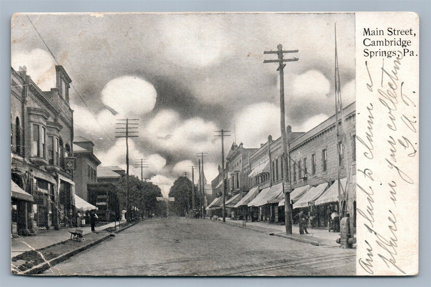 CAMBRIDGE SPRINGS PA MAIN STREET ANTIQUE POSTCARD