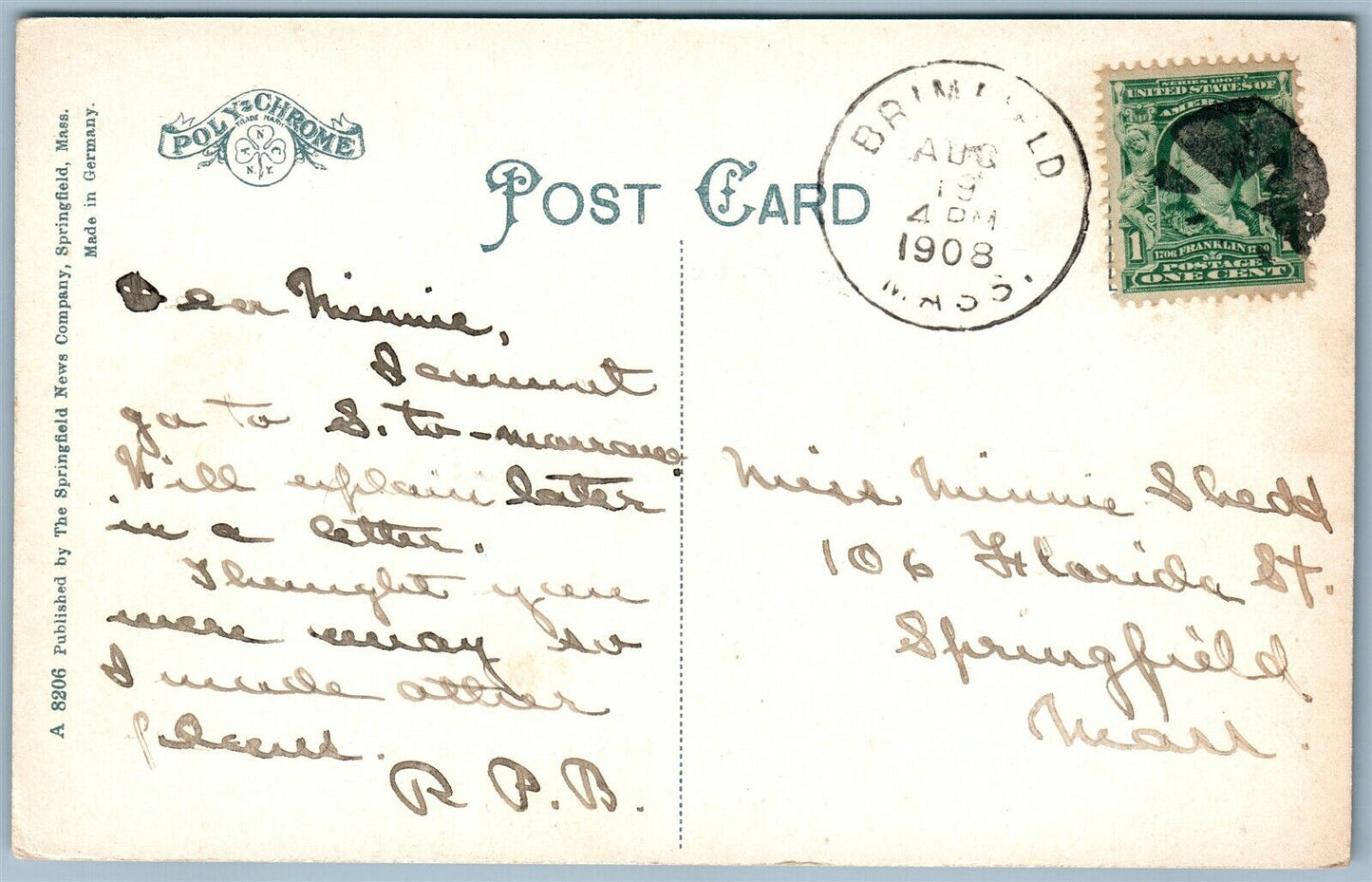 BRIMFIELD MA DANIEL LINCOLN LIBRARY ANTIQUE POSTCARD