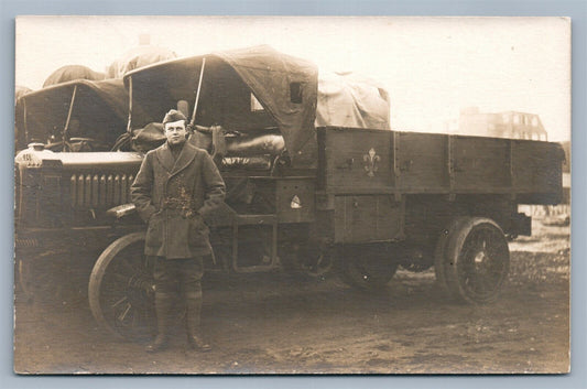 MILITARY TRUCK VINTAGE REAL PHOTO POSTCARD RPPC