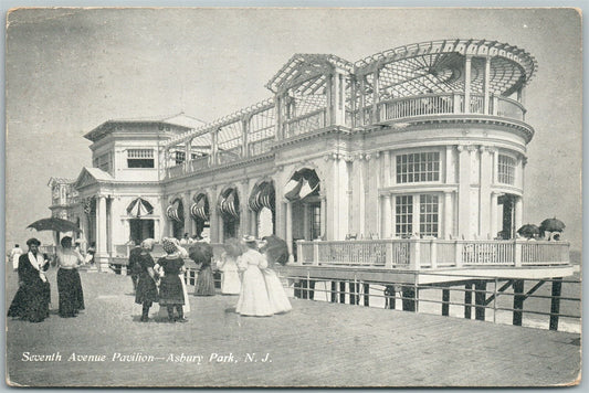 ASBURY PARK NJ SEVENTH AVENUE PAVILION 1909 ANTIQUE POSTCARD