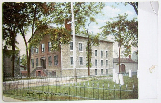 ANTIQUE POSTCARD COUNTY JAIL HERKIMER N.Y.
