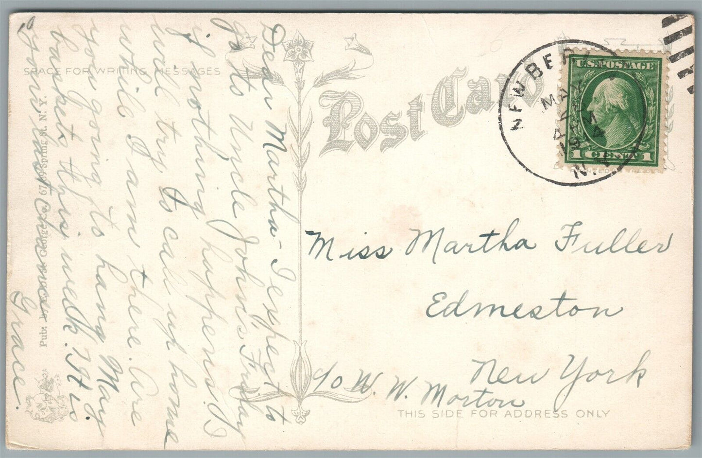 NEW BERLIN NY HIGH SCHOOL ANTIQUE POSTCARD