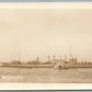 MILITARY SHIP U.SS. HOPKINS ANTIQUE REAL PHOTO POSTCARD RPPC