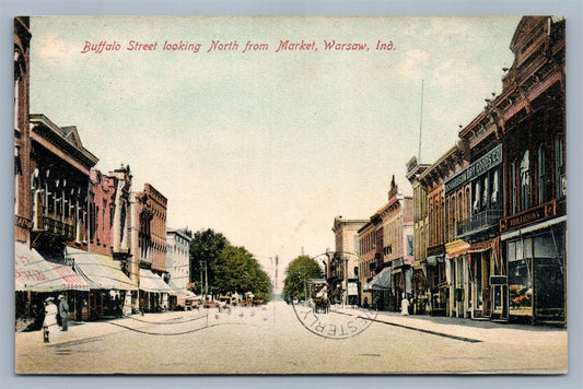 WARSAW IND BUFFALO STREET ANTIQUE POSTCARD