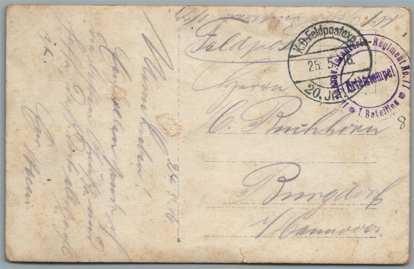 GERMAN WWI SOLDIER w/ CIGAR & LETTER FELDPOST ANTIQUE REAL PHOTO POSTCARD RPPC