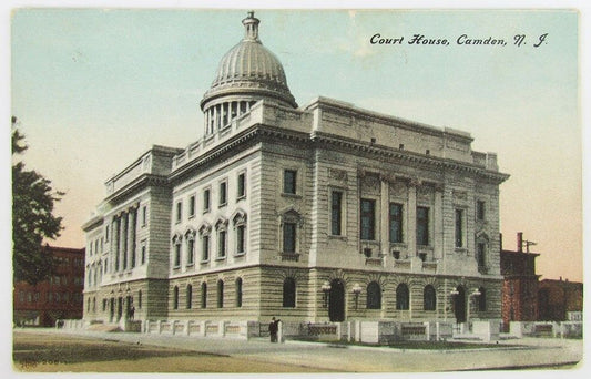 ANTIQUE POSTCARD COURT HOUSE CAMDEN N.J.