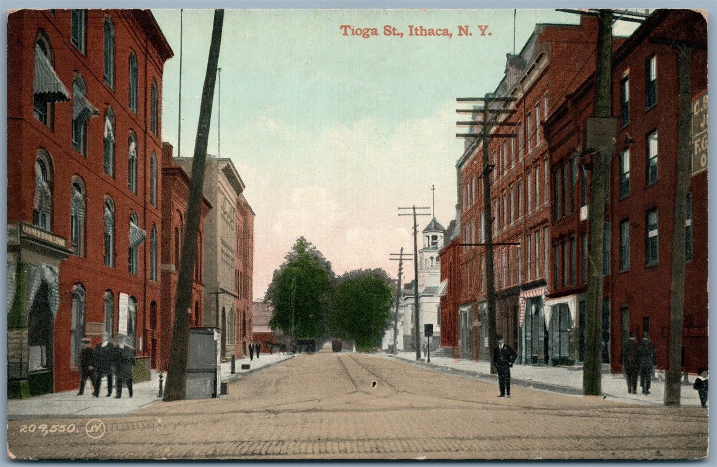 ITHACA NY TIOGA STREET ANTIQUE POSTCARD