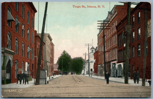 ITHACA NY TIOGA STREET ANTIQUE POSTCARD