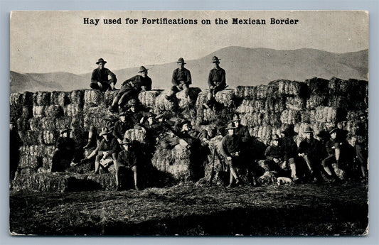 HAY FORTIFICATIONS ON MEXICAN BORDER ANTIQUE POSTCARD