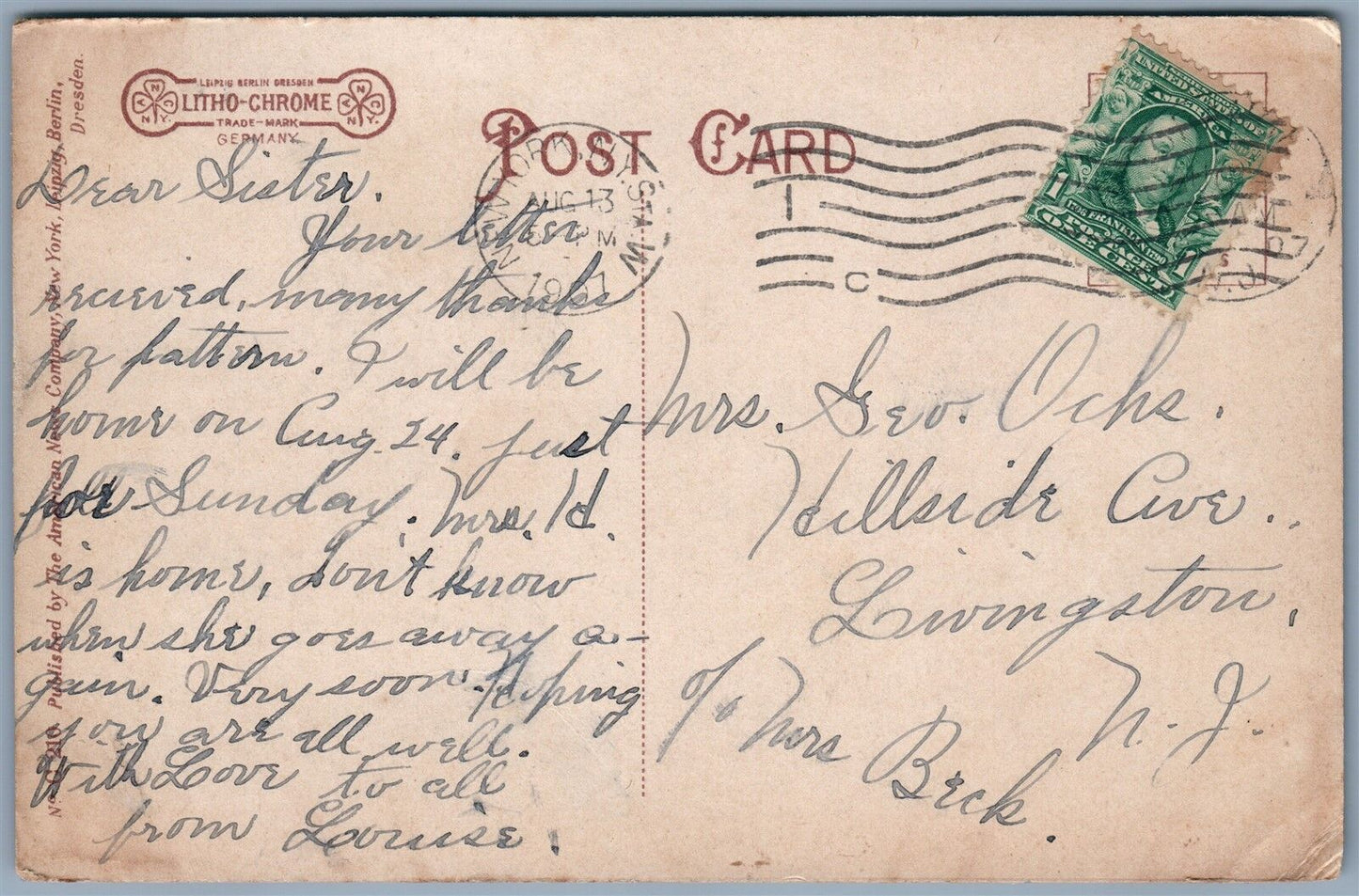 NEW YORK NY EAST RIVER PARK 1907 ANTIQUE POSTCARD